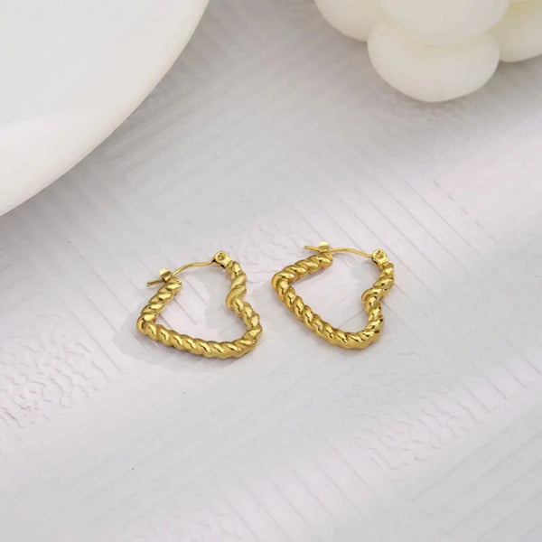 Anti tarnish Geometric Heart shape earrings