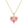 Cute Pink Crystal Heart Nacklace