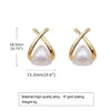 Gold X Pearl Stud Earrings