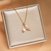 Gold Fish Tail Flower Pearl Nacklace