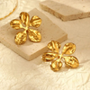 Anti tarnish golden flower earrings