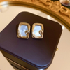 Pleasing Golden Plated Rectangle Stud Earring