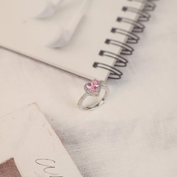 Love pink heart ring