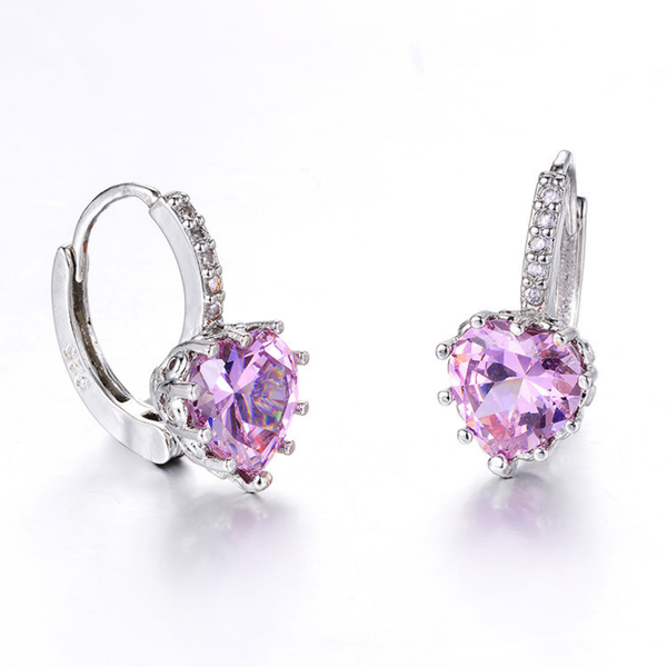 Silver Plated Purple Stone Hoop Earring