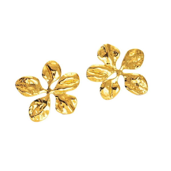 Anti tarnish golden flower earrings
