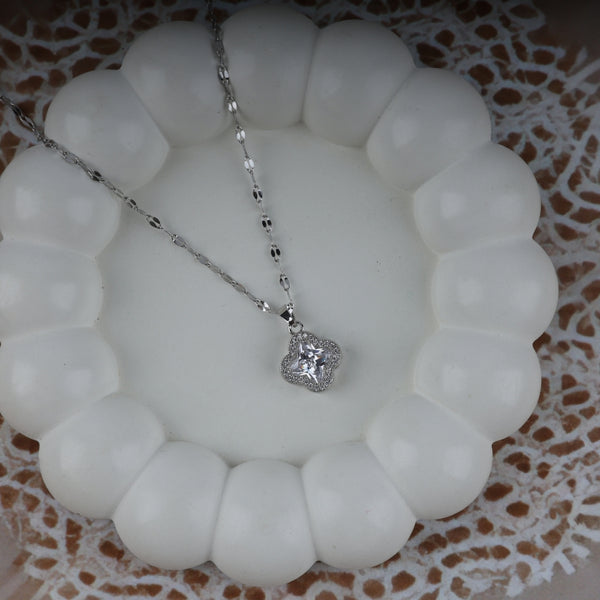 Silver Flower Pendant Necklace