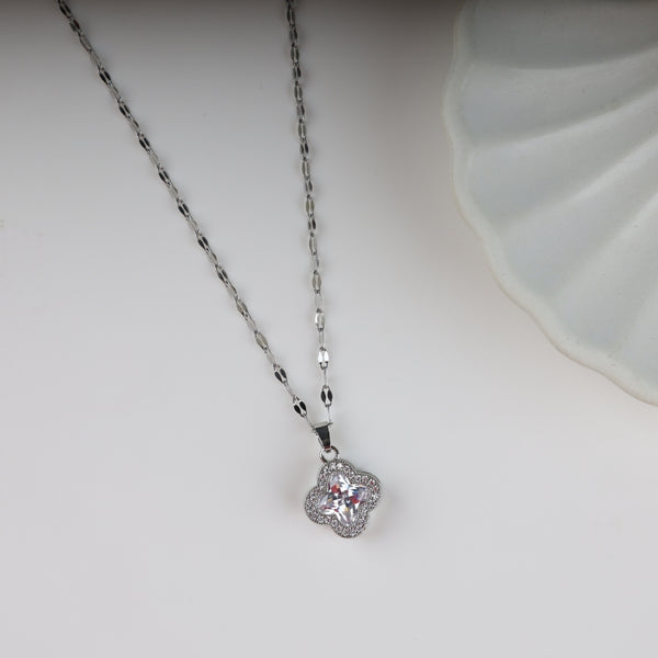 Silver Flower Pendant Necklace