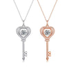 Heart Key Crystal Pendant Necklace