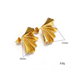 Anti tarnish golden fan earrings