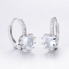 Silver Plated White Stone Hoop Earring