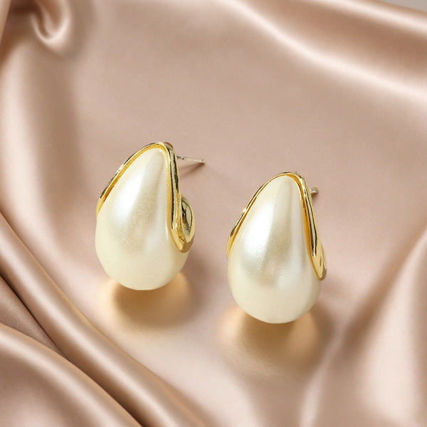 Teardrop Pearl Stud Earrings