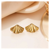 Anti tarnish golden fan earrings