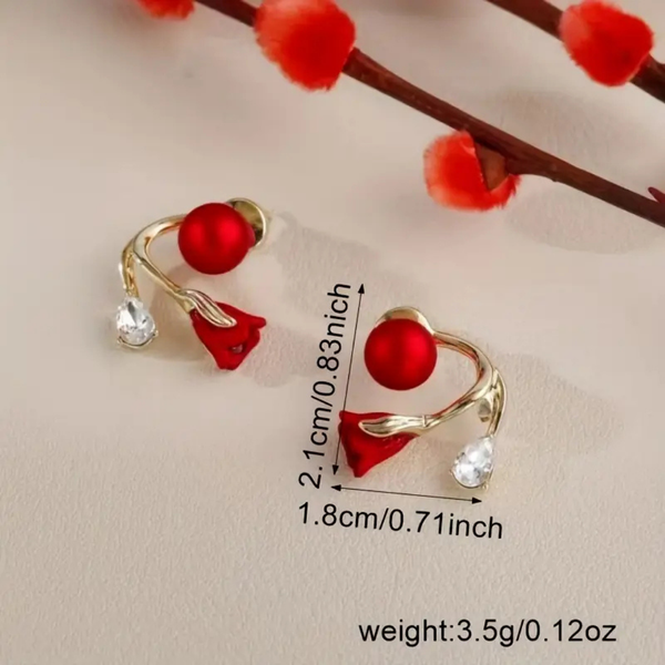 Western Red Rose Stud Earring