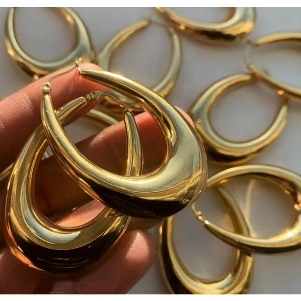 Anti tarnish amazing gold hoop earrings