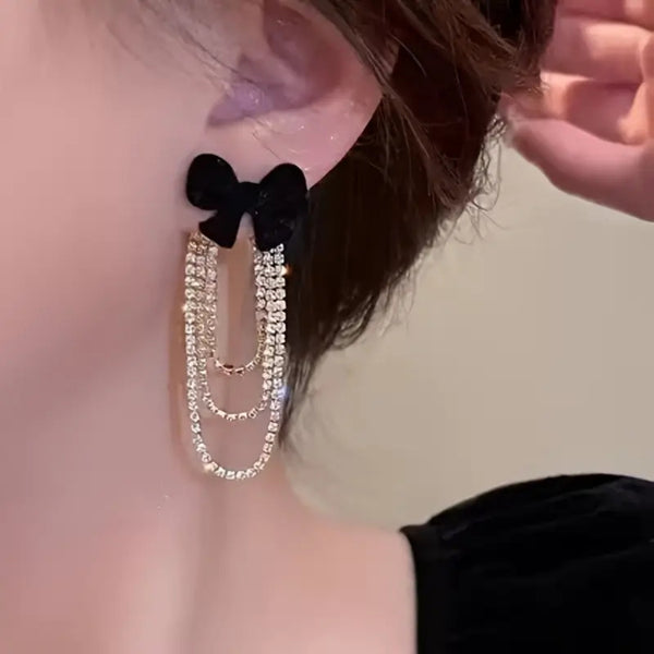 Black velvet Bowknot Earrings