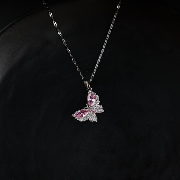 Butterfly Pink Zircon Stones Pendant