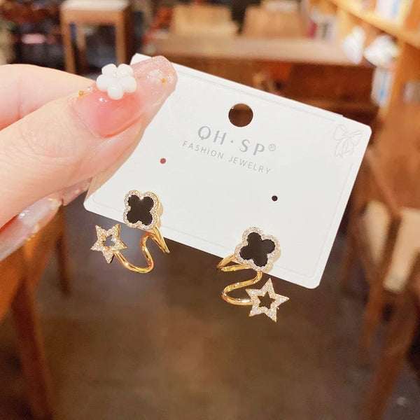 Pack Of 3 Black Gold Plated Earring