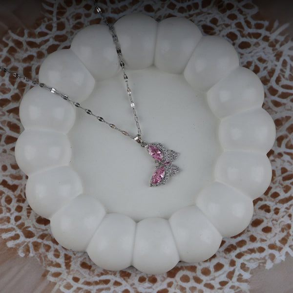 Butterfly Pink Zircon Stones Pendant