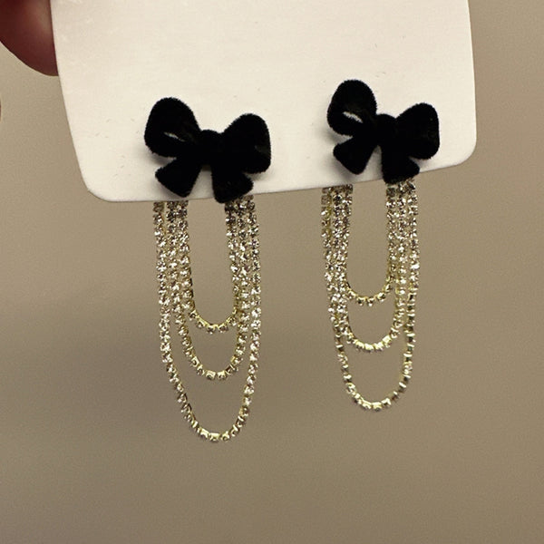 Black velvet Bowknot Earrings