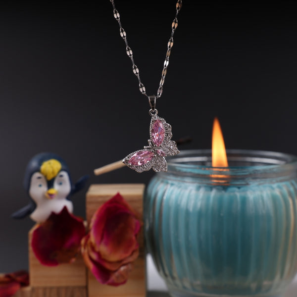 Butterfly Pink Zircon Stones Pendant