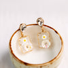 Gold Plated White Rhinestone Flower Earring