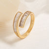 Golden Nail Screw Baguette Zirconia Ring