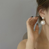Charming White Big Pearl Crystal Drop Earring
