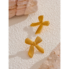 Anti tarnish golden bow earrings