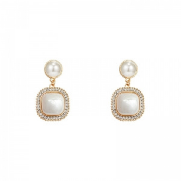 Charming White Big Pearl Crystal Drop Earring