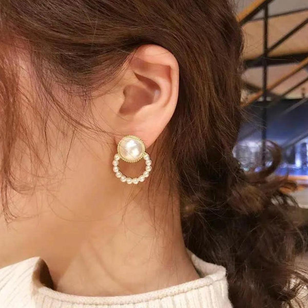 Classic Pearl Circle Drop Earrings