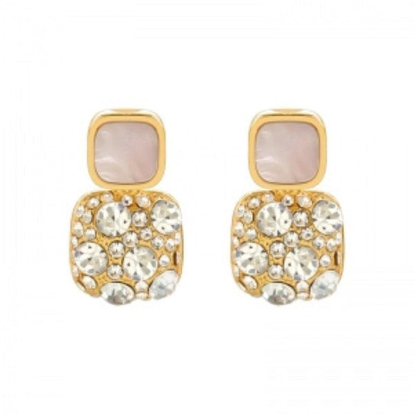 Dual-Square Crystal Drop Earrings