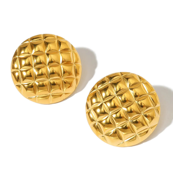 Anti tarnish gold circular earrings