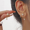 Gold-plated zircon needle claw earrings