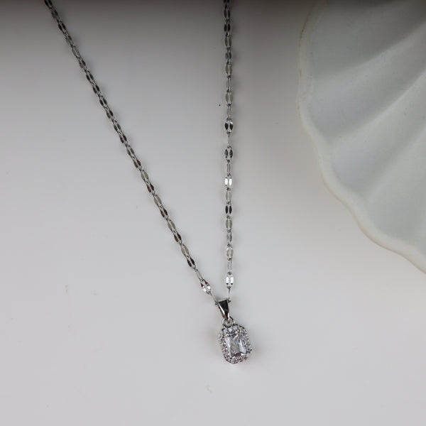 Plated Sparkling Cubic Pendant Necklace