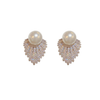 White Pearl Rhinestone Geometric Earrings