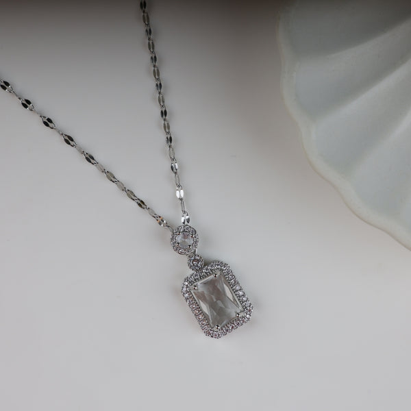 Plated Sparkling Cubic Pendant Necklace