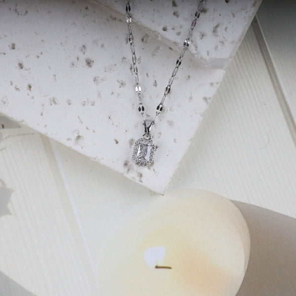 Plated Sparkling Cubic Pendant Necklace