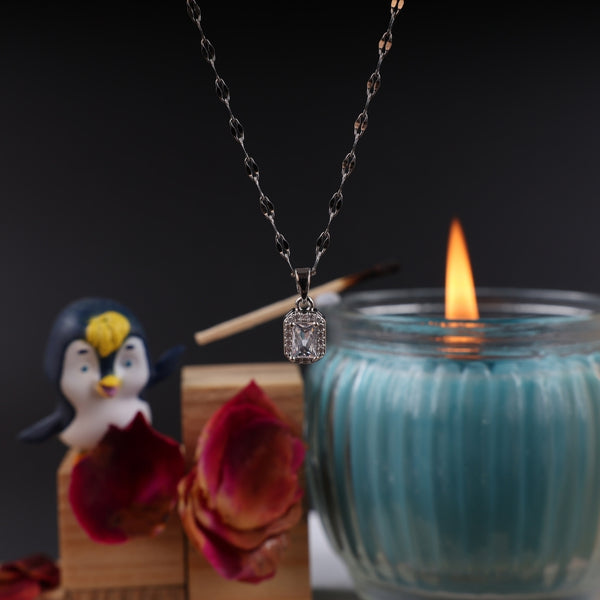 Plated Sparkling Cubic Pendant Necklace