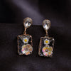 Gold Plated White Rhinestone Flower Earring