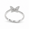 S925 Silver Crystal Butterfly Adjustable Ring