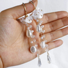 white flower teassel long ear ring