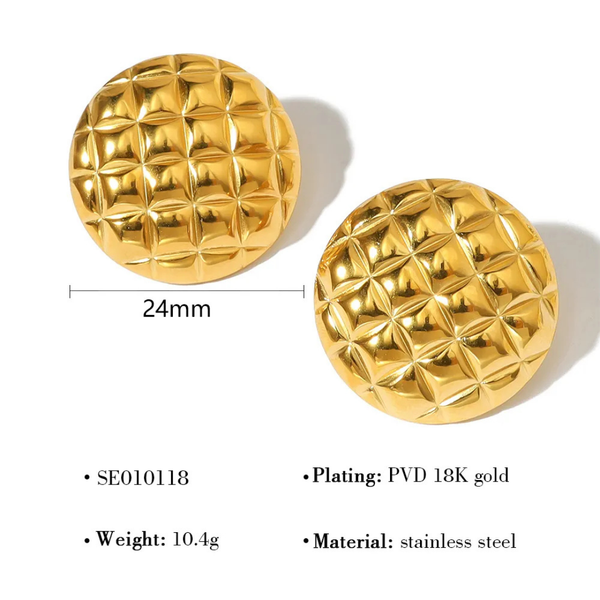 Anti tarnish gold circular earrings