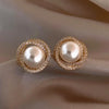 Pearl and Rhinestone Stud Earrings