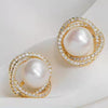 Pearl and Rhinestone Stud Earrings