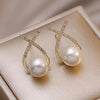 Pearl and Diamond Crossover Earrings