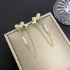 Crystal Heart Pearl Long Chain Tassel Earring