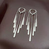 Metallic Silver Long Tassel Earrings