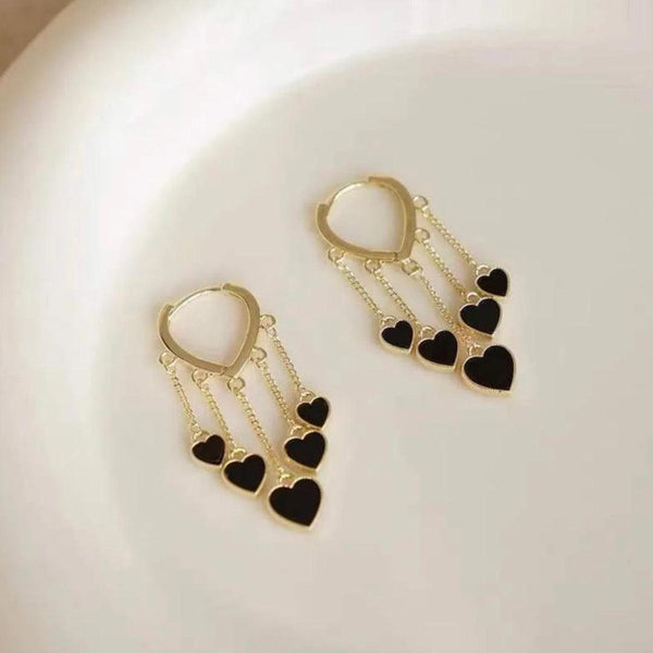 Dangle Earrings with Heart Motif