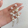 White Flower Pearl Tassel Earring