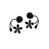 Black flower pearl earrings